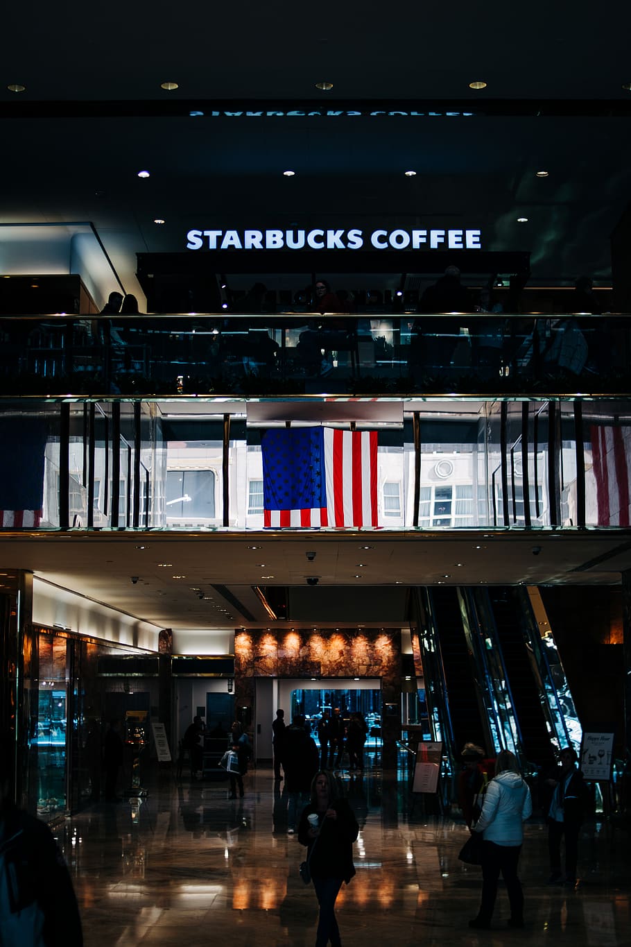 Starbucks Coffee photo at night, lighting, person, human, building, HD wallpaper