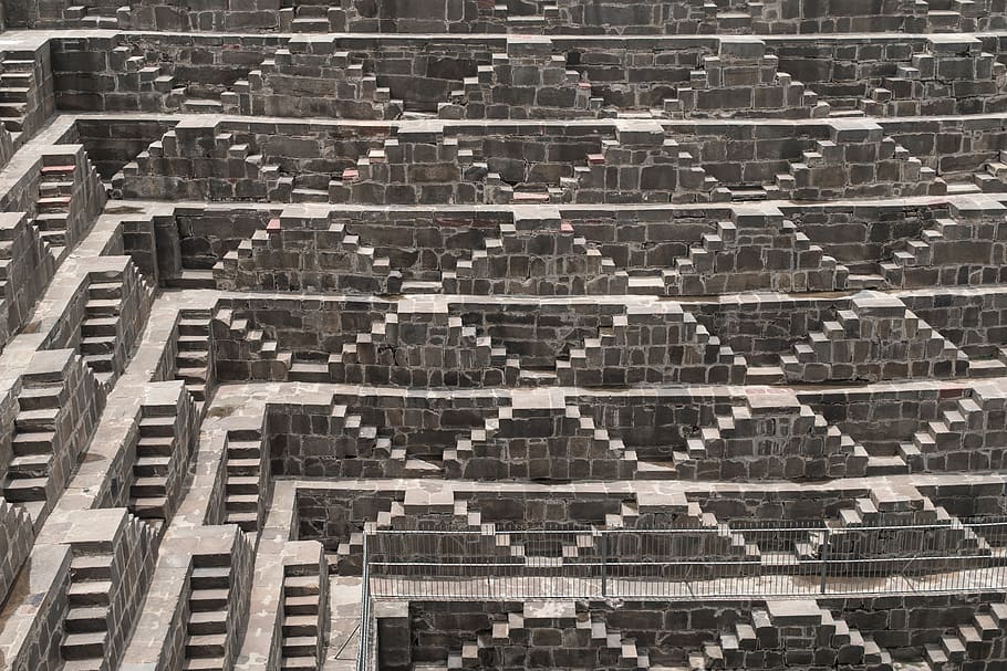 india, rajasthan, outdoor, steps, stairs, stepwell, elcarito, HD wallpaper