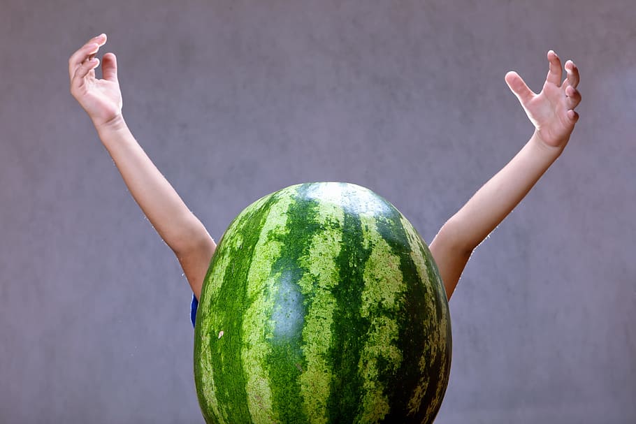 kid, watermelon, human, fun, green, boy, snack, healthy, holding HD wallpaper