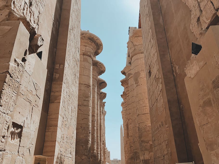 egypt, karnak, architecture, built structure, low angle view HD wallpaper