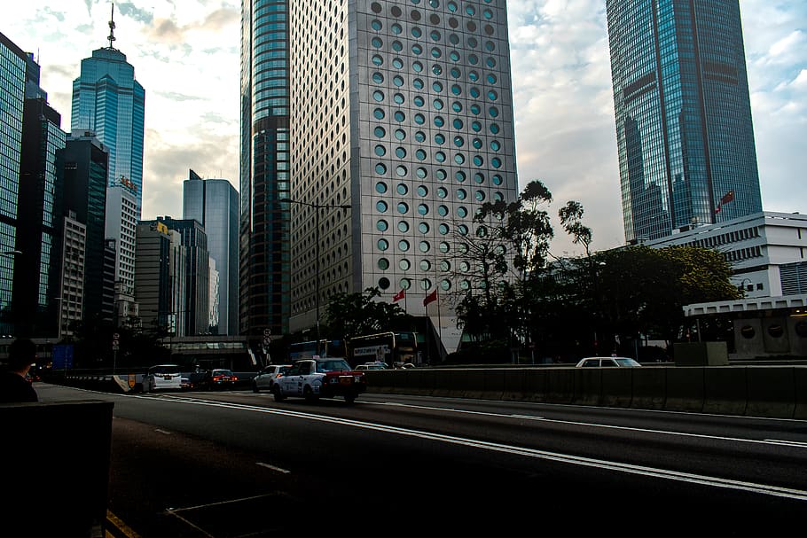 hong kong, skyscrapers, hongkong, travel, highway, cityscape