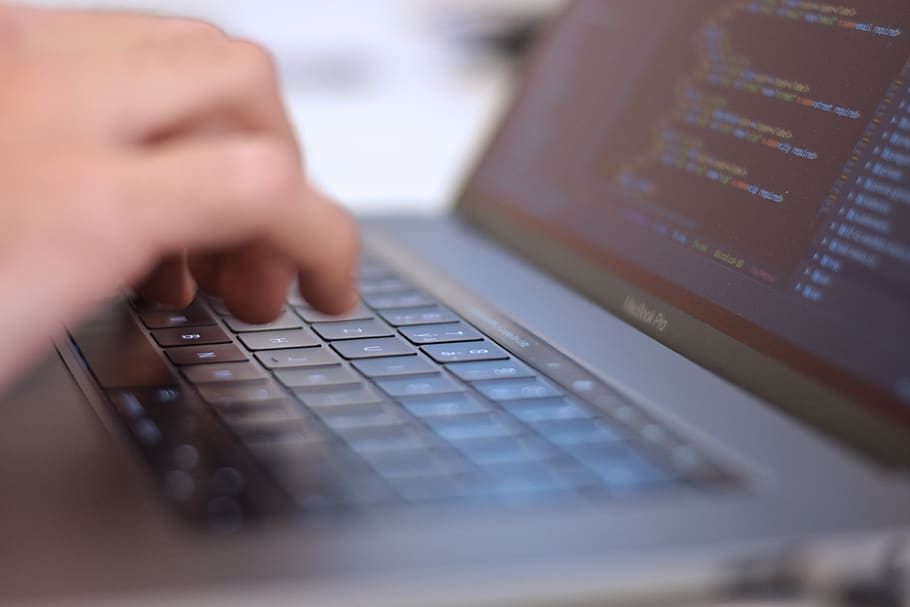 turned-on MacBook Pro, person, human, people, electronics, computer keyboard HD wallpaper