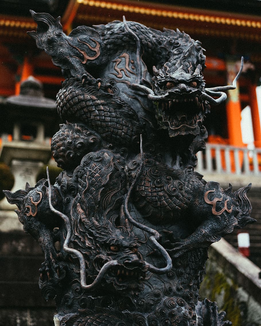 dragon, temple, building, architecture, worship, shrine, kyoto HD wallpaper