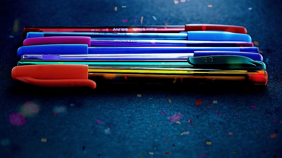 pens, color, gel pens, draw-write, scribble, car, multi colored, HD wallpaper