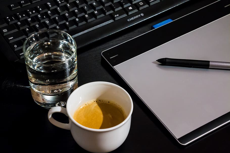 White Ceramic Cup Beside Drinking Glass, coffee, composition HD wallpaper