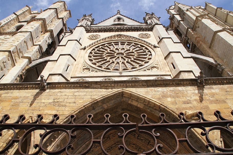 león, spain, cathedral, churh, low angle view, building exterior HD wallpaper