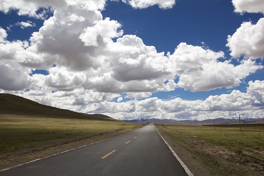 Road Under White Clouds, calderdale, distance, distant, farmland HD wallpaper