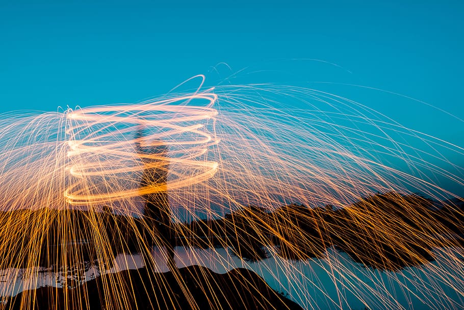 light formation, motion, long exposure, blue, blurred motion HD wallpaper