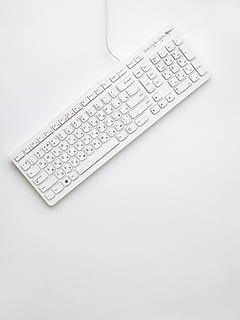 white corded computer keyboard on white surface, minimal, type HD wallpaper