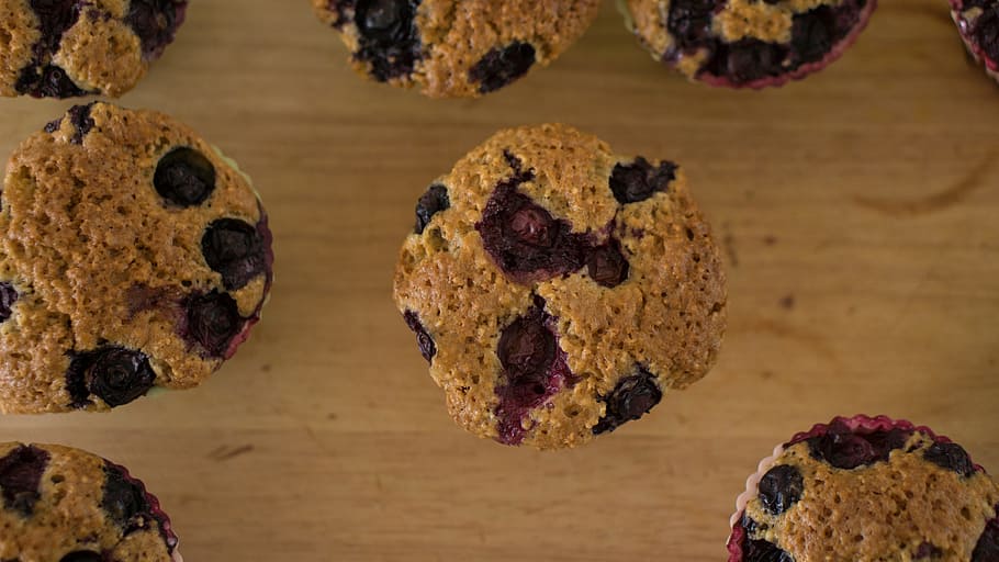 Blueberry muffins, bake, baked, baking, blueberries, cake, cakes HD wallpaper