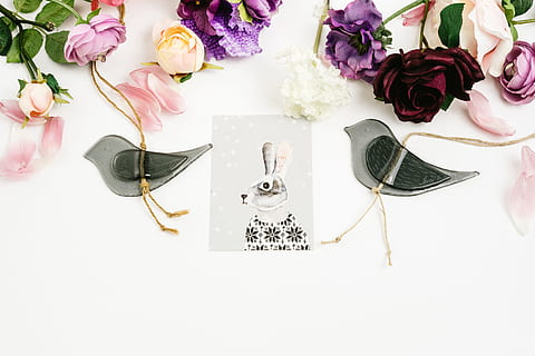 Styled Background with Rabbit, above, april, blue, box, card HD wallpaper