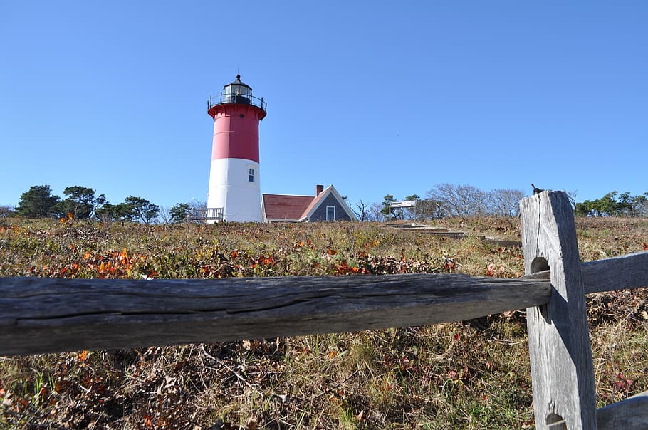 nauset, nauset beach, lighthouse, cape cod, wooden fence, guidance, HD wallpaper