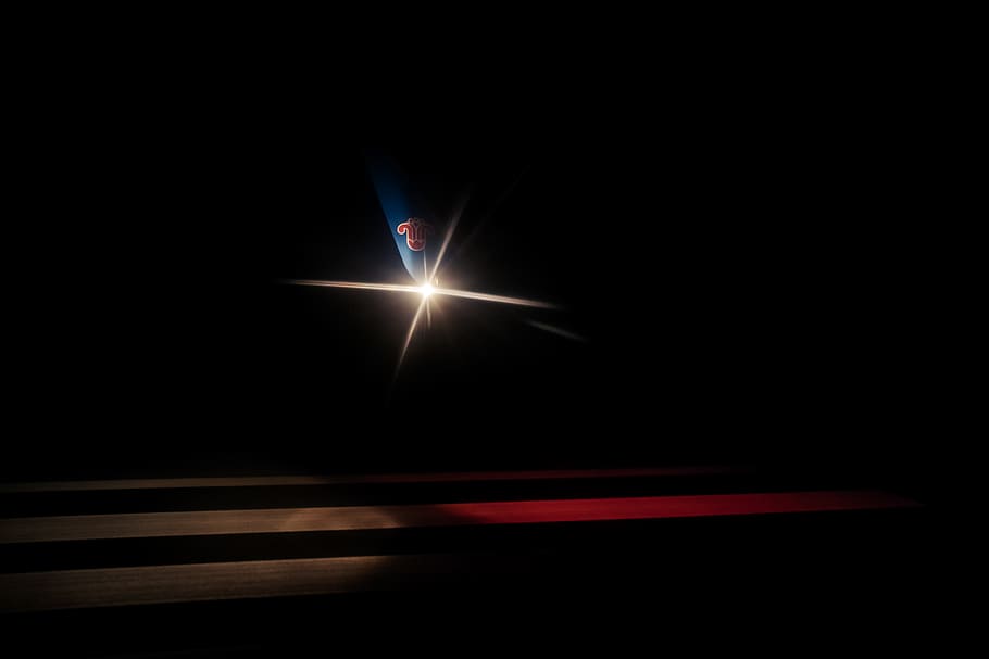 night, aircraft, illuminated, nature, sky, no people, lens flare HD wallpaper