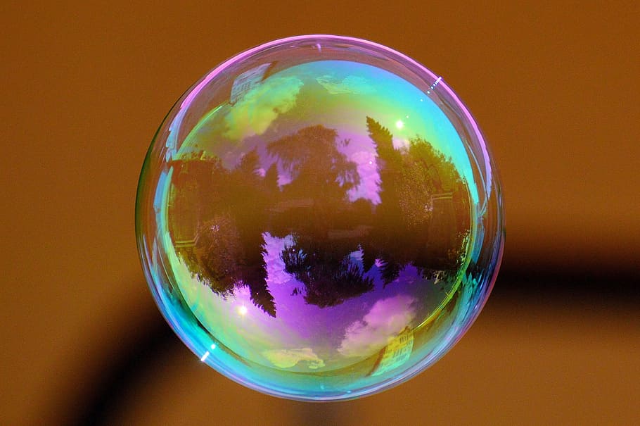 Clear Bubble, colorful, colourful, float, reflections, soap bubble HD wallpaper