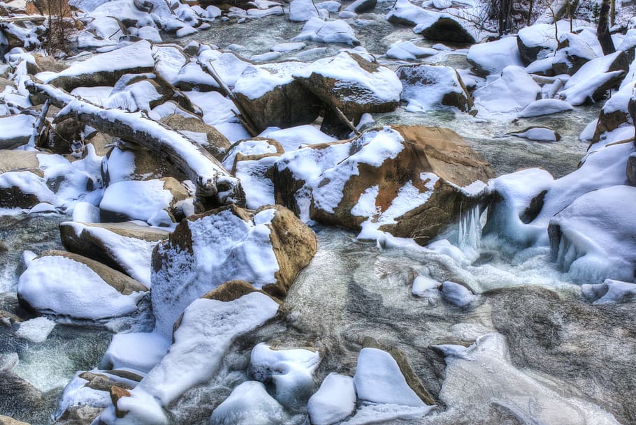 carson river, rapids, winter, sierra nevada mountains, highway 88 HD wallpaper