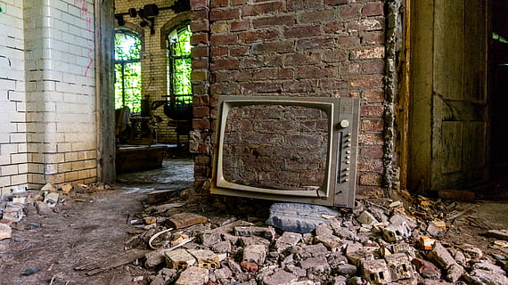 old, abandoned, wall, house, brick, stone, door, dirty, tv HD wallpaper