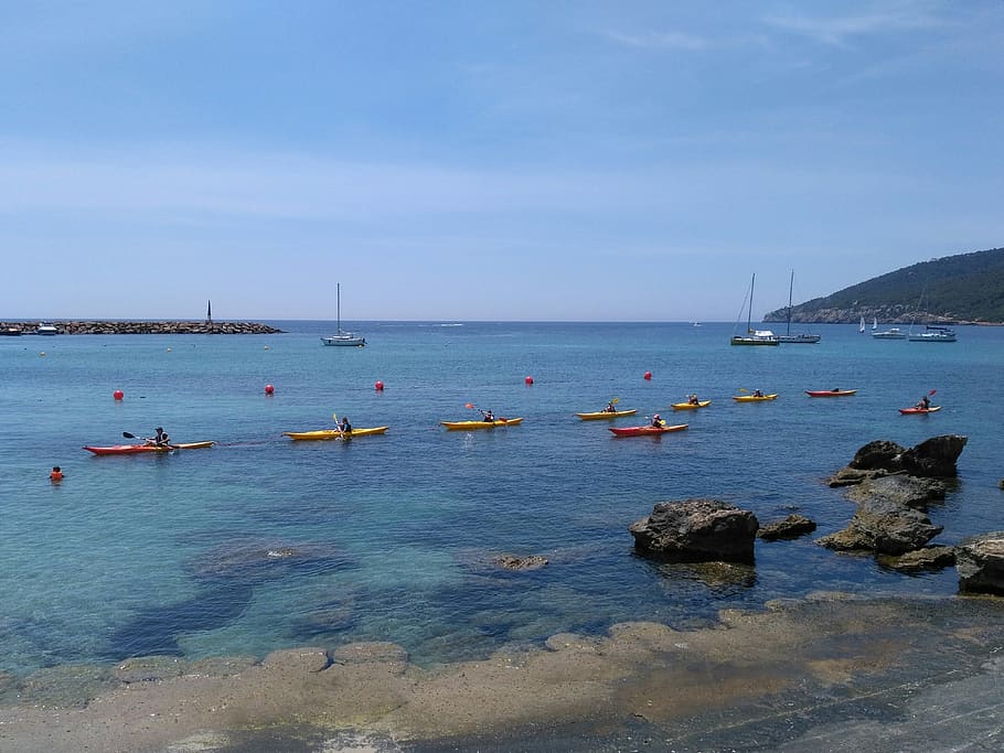 spain, ibiza, water, sea, nautical vessel, sky, transportation HD wallpaper