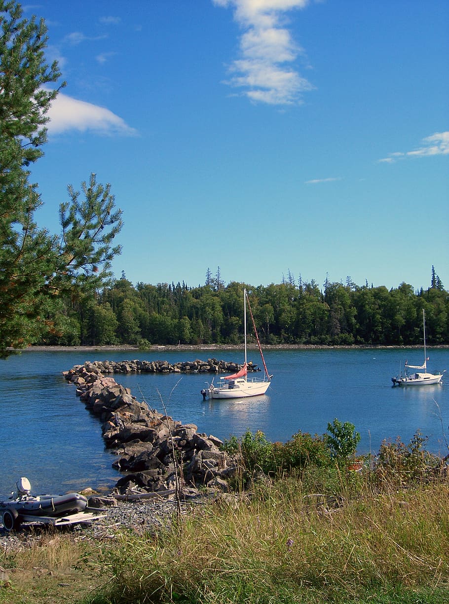 boat, summer, lake, harbor, nature, water, outdoor, sky, landscape HD wallpaper