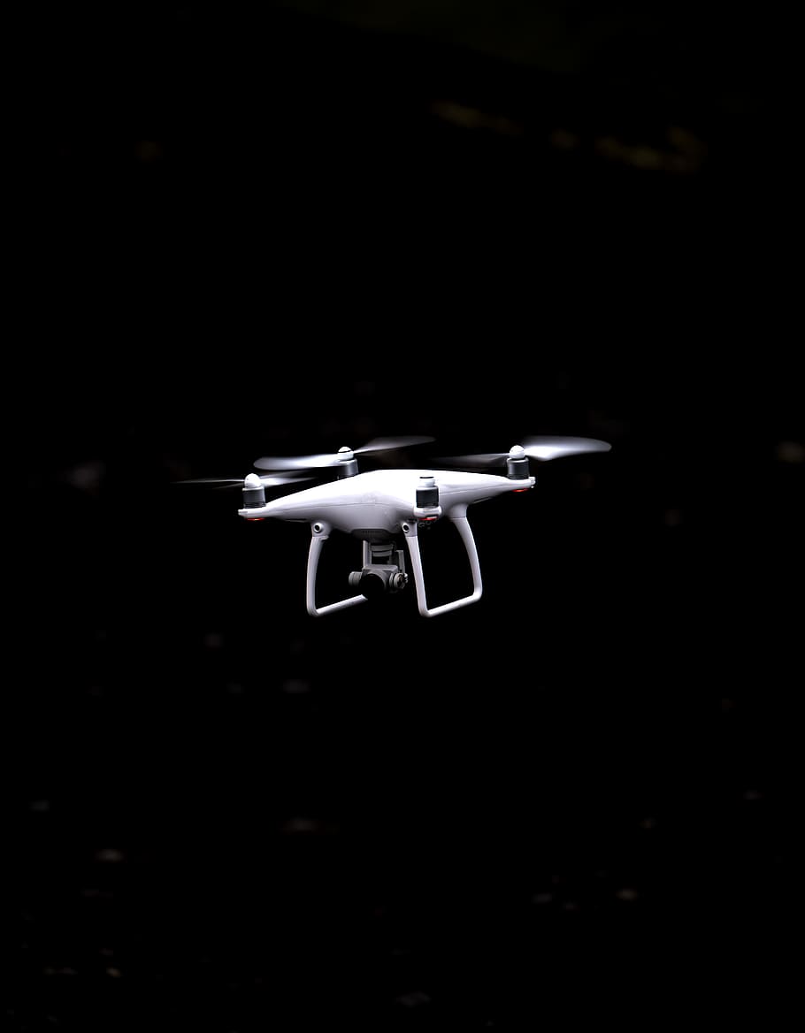 white and black quadcopter drone, tech, flying drone, drone  equipment HD wallpaper