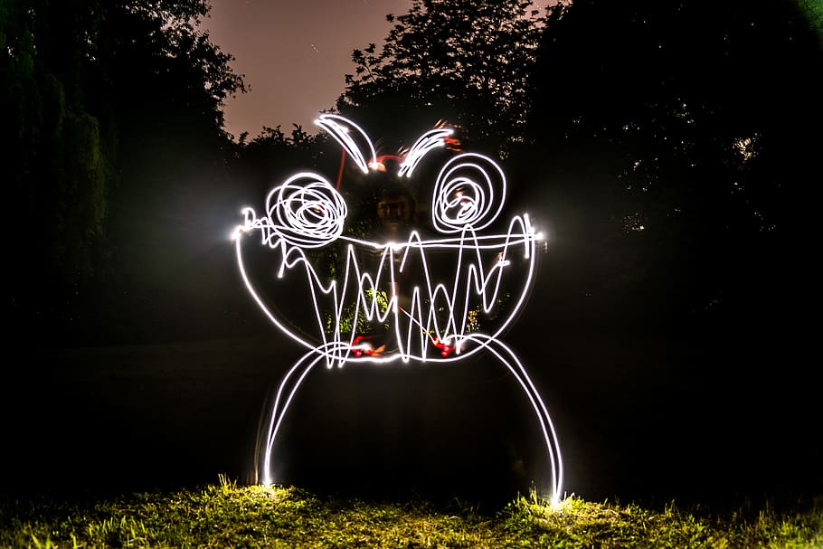 LED light décor, night, illuminated, glowing, long exposure HD wallpaper