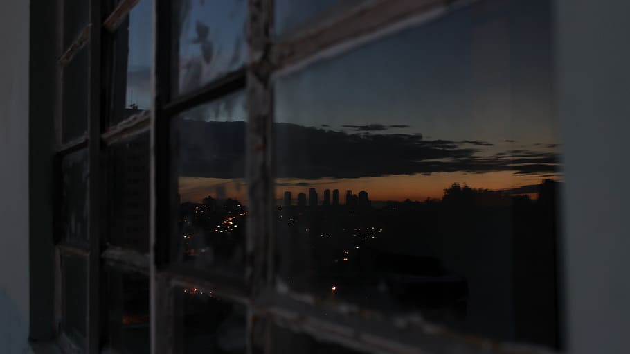 window, reflex, city view, buildings, cityscape, building exterior HD wallpaper