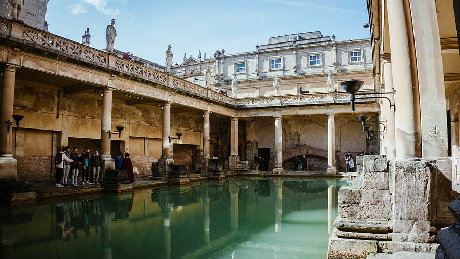 bath, united kingdom, water, history, museum, uk, romans, shadow, HD wallpaper