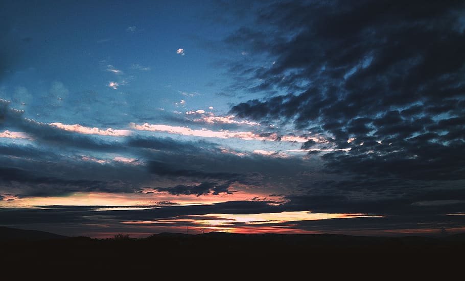 germany, clouds, blue, red, sunset, sky, skyline, purple, cloud - sky HD wallpaper