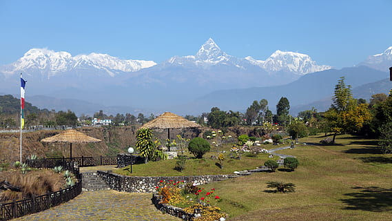 nepal, pokhara, mountain, architecture, plant, tree, built structure HD wallpaper