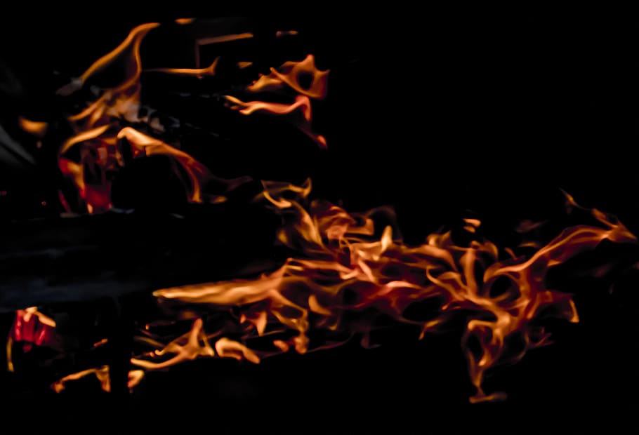 red fire illustration, flame, camping, leisure activities, bonfire, HD wallpaper