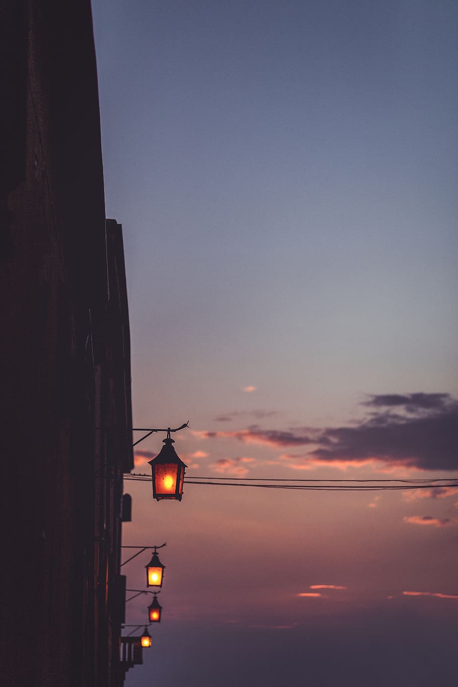lighted lanterns during nighttie, sky, sunset, architecture, no people HD wallpaper