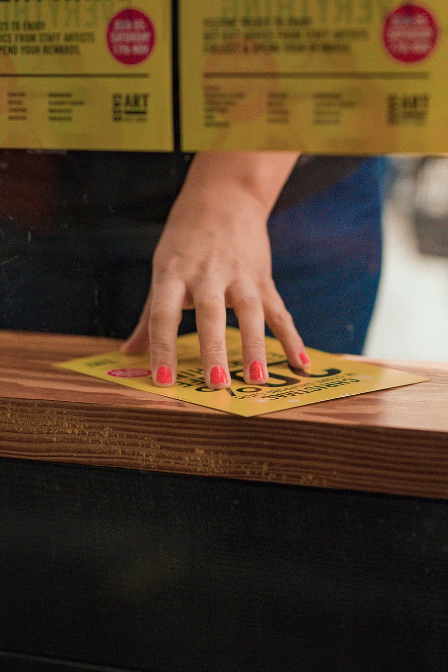 person touching yellow printer paper, one person, indoors, real people HD wallpaper