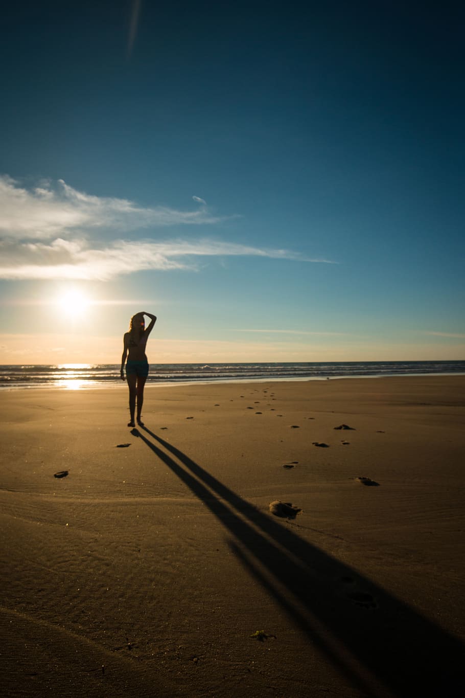 plage, soleil, vacance, sable, mer, sky, land, full length HD wallpaper