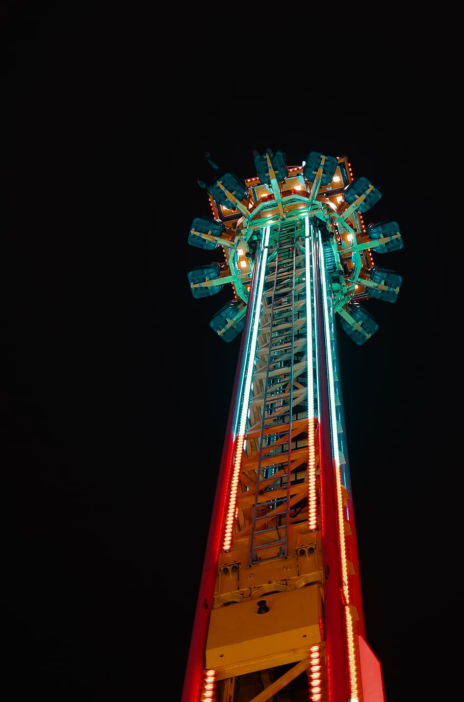 amusement ride, amusement park, ferris wheel, night, neon, carnival HD wallpaper