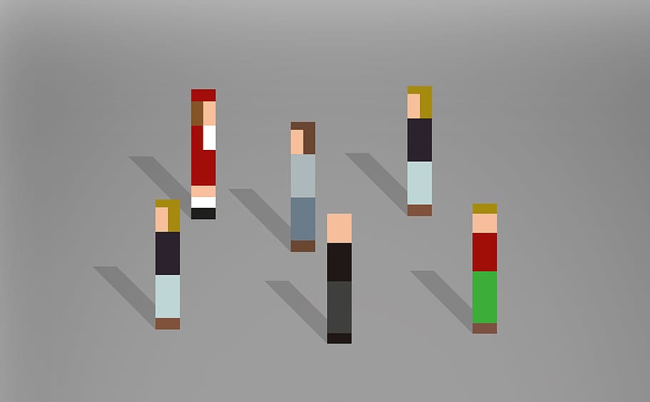 Abstract Pixelated People Passing By, art, adult, avatar, background, HD wallpaper