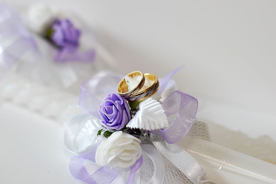 wedding, ring, rings, love, pair, flower, flowering plant, beauty in nature HD wallpaper