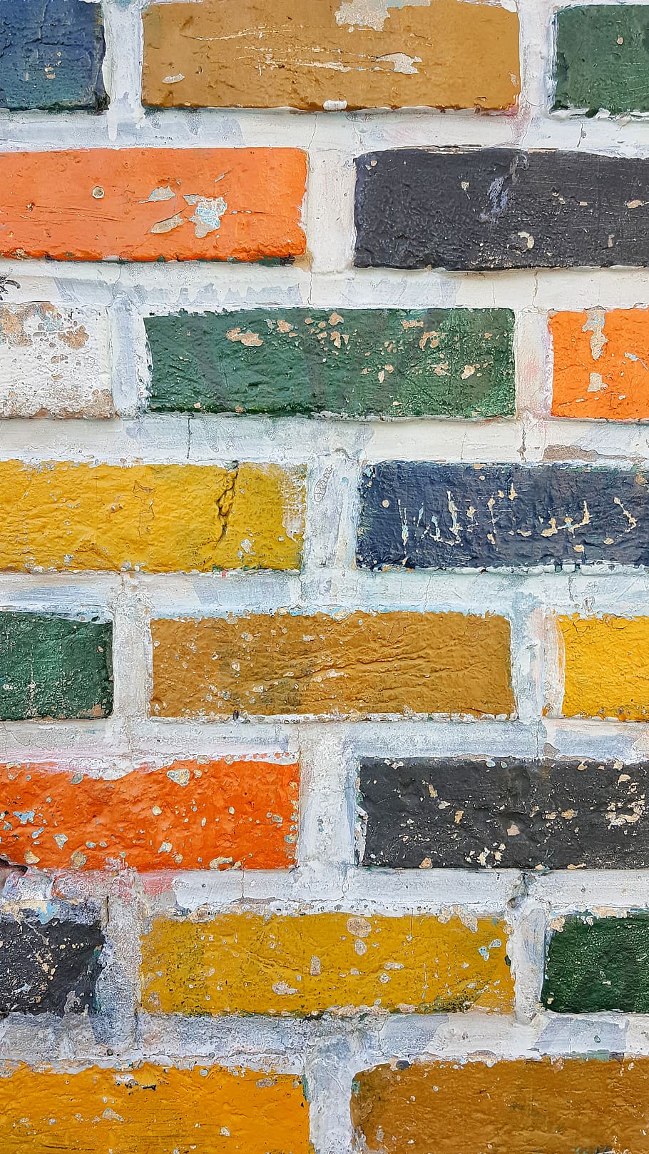 multicolored concrete bricks, wall - building feature, full frame HD wallpaper