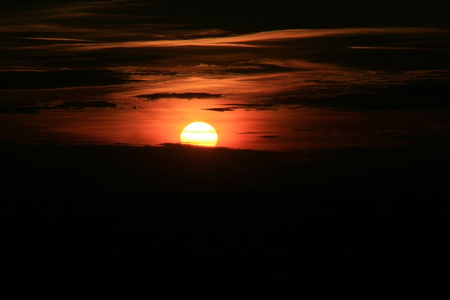 sun, sunset, nature, sky, orange, beauty in nature, cloud - sky HD wallpaper