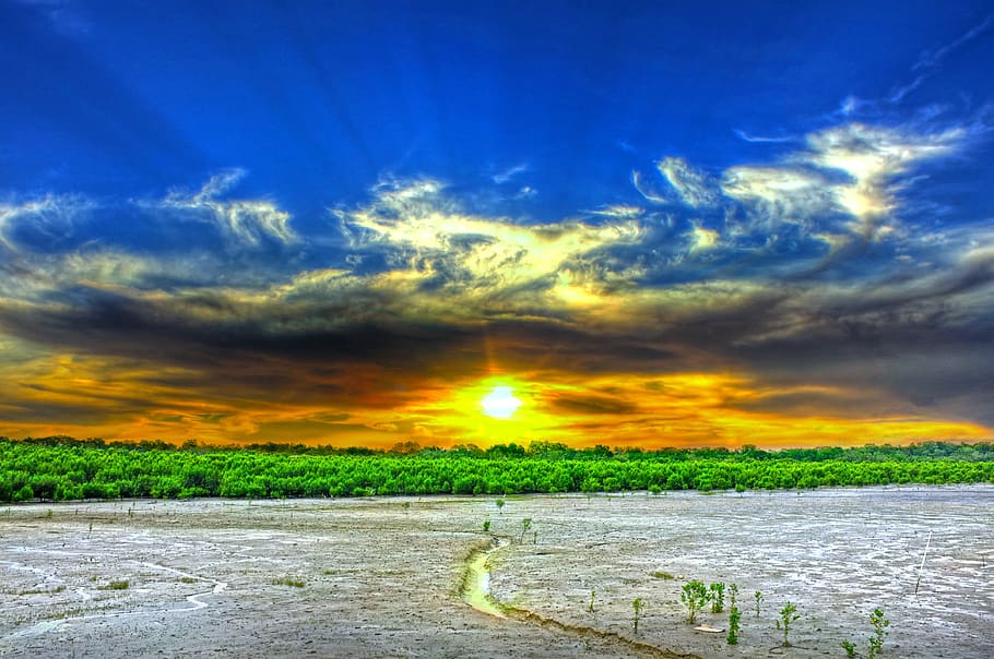 sky, cloud - sky, sunset, scenics - nature, landscape, beauty in nature HD wallpaper