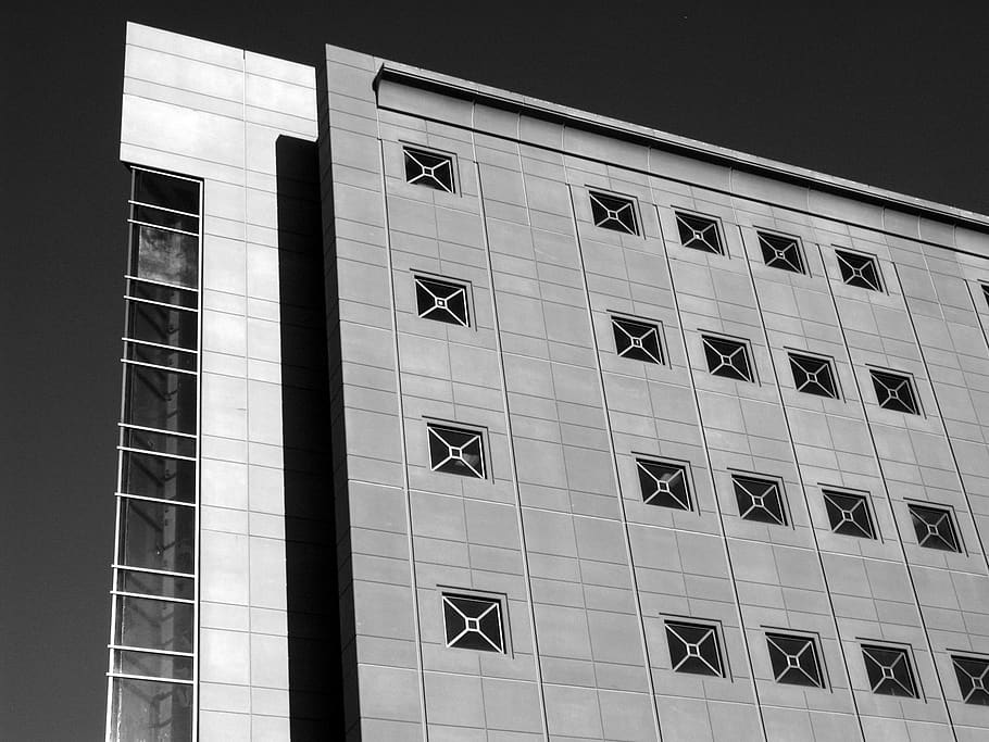 madison, united states, angle, angular, building, black and white HD wallpaper