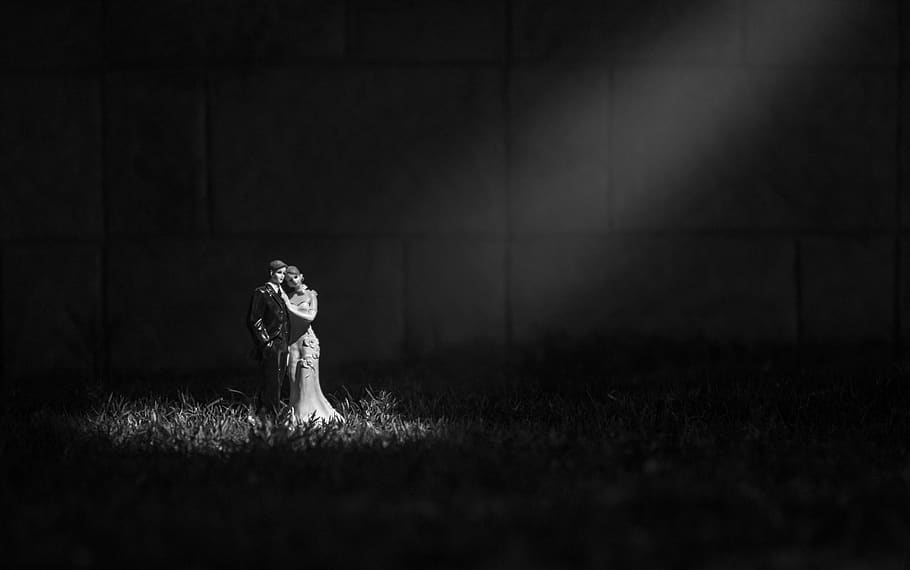 white, black, wedding, one person, night, full length, dark HD wallpaper