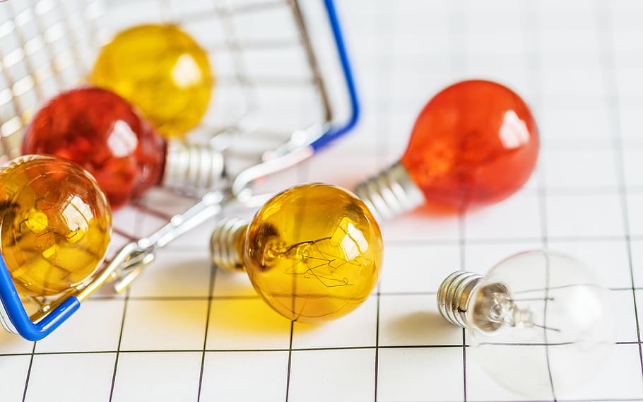 Close-Up Photo of Light Bulbs, blur, clear, colors, depth of field HD wallpaper