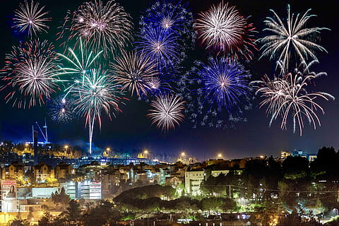 firework display at nighttime, nature, outdoors, fireworks, celebration HD wallpaper