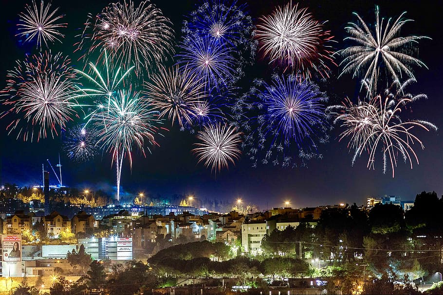 firework display at nighttime, nature, outdoors, fireworks, celebration HD wallpaper