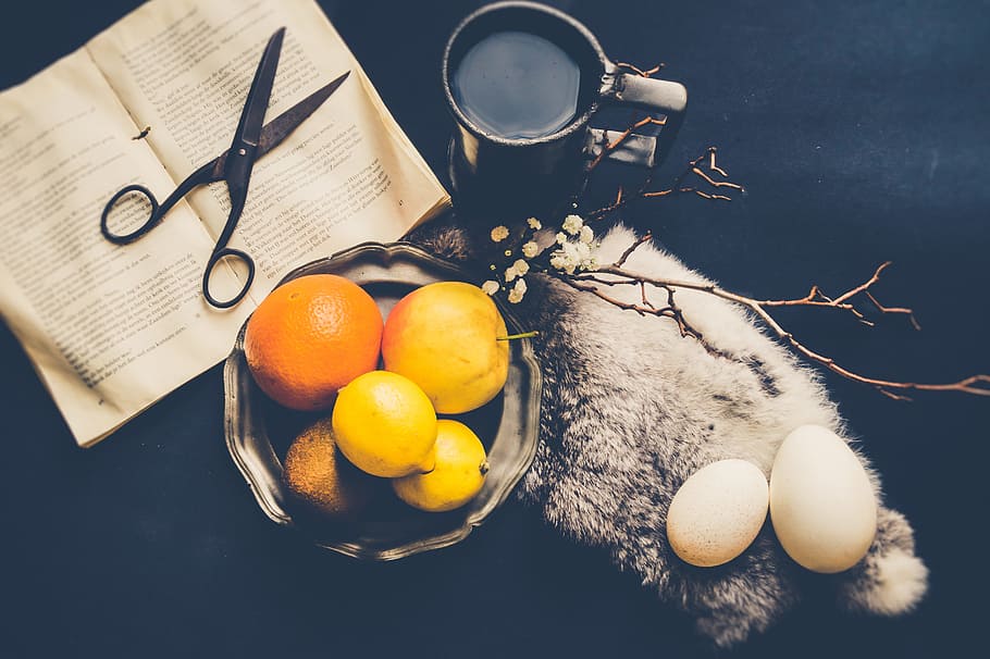 orange, lemon, book, citrus, fruit, food, cc0, coffee, mug HD wallpaper