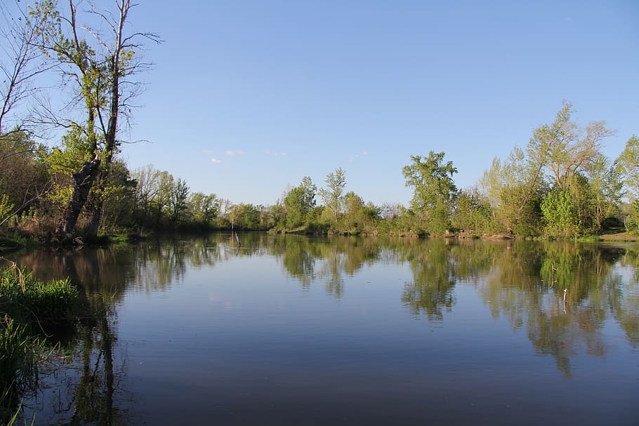 river, water, nature, trees, summer, mirroring, reflexion, slovakia HD wallpaper