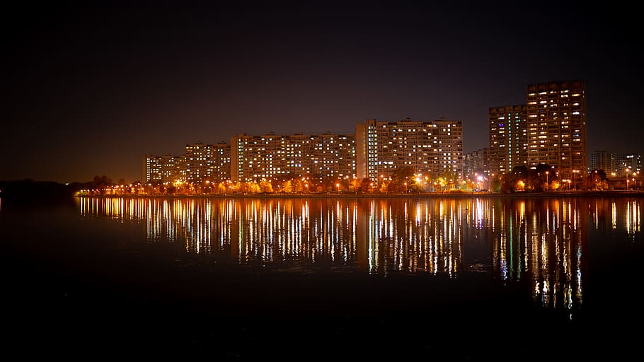 architecture, building exterior, city, night, built structure HD wallpaper