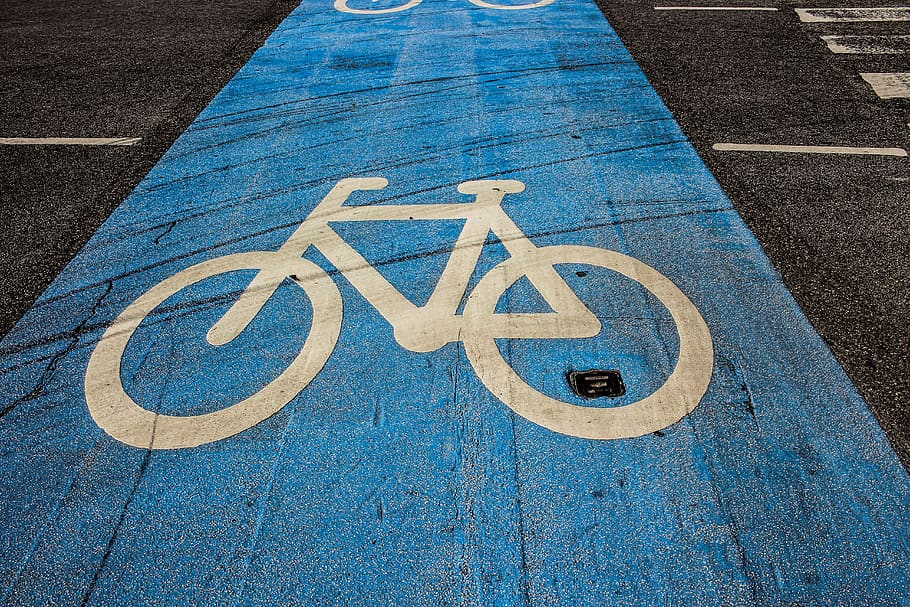 cycle path, cycling, bike, bicycle path, road, road signs, traffic HD wallpaper