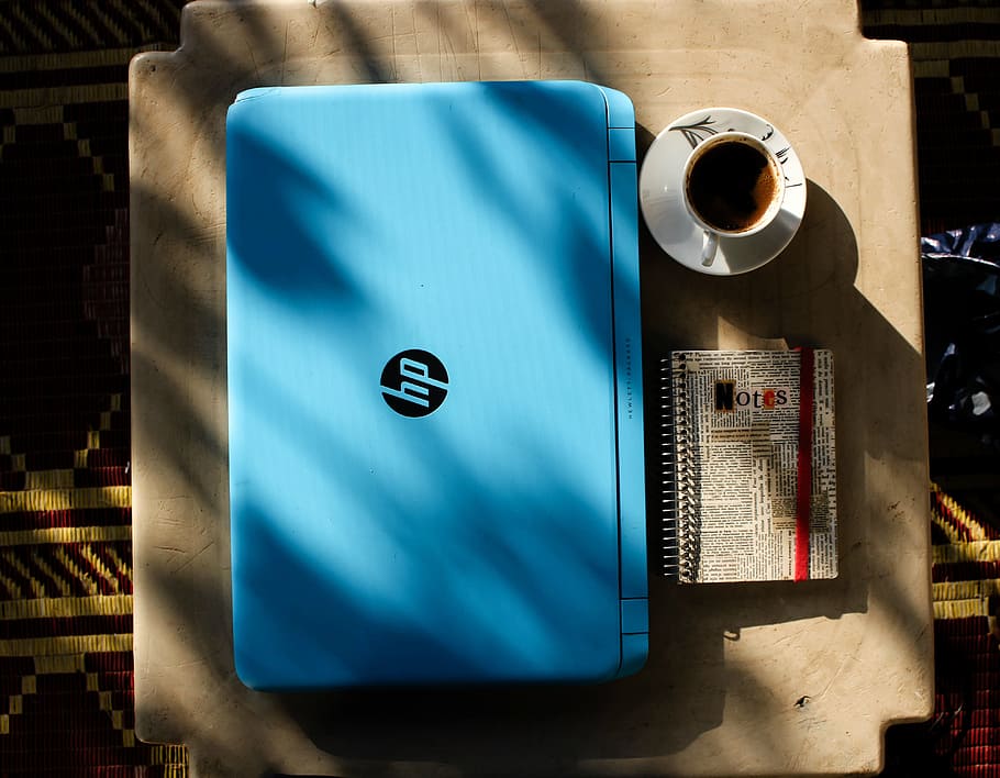 Top View Photo of Laptop Near Coffee Cup, beverage, caffeine