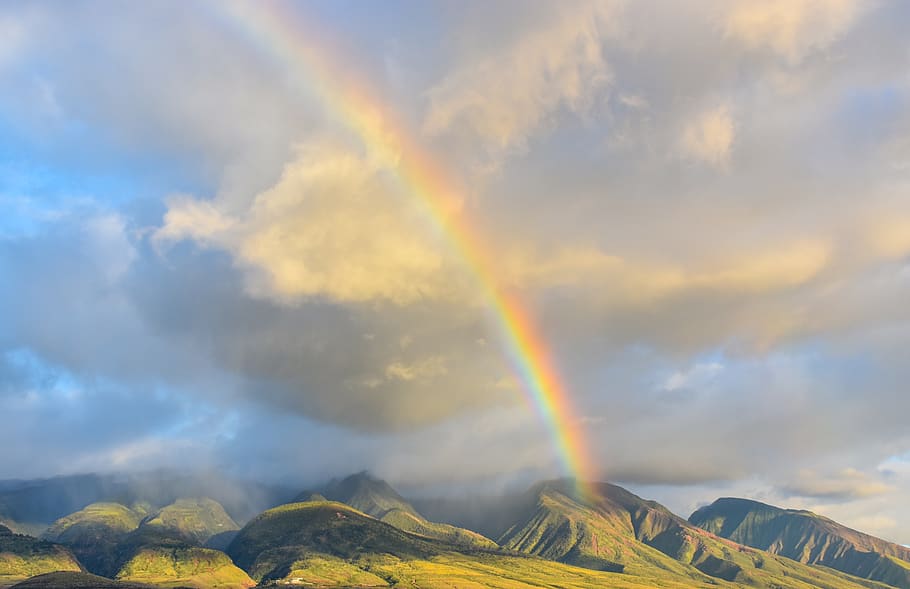 rainbow on sky, cloud - sky, beauty in nature, scenics - nature HD wallpaper