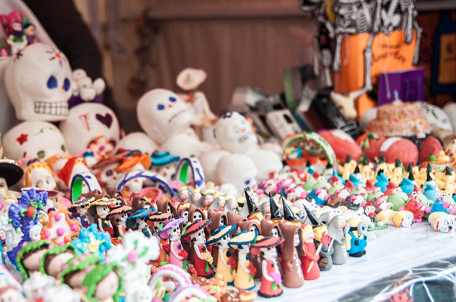 toy collection, large group of objects, variation, multi colored HD wallpaper